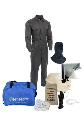 Enespro® TECGEN FR 8 cal Grey Coverall Arc Flash Kit with Balaclava